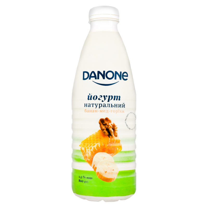 Йогурт питний DANONE банан-мед-горіхи, 1,5%, 800 г